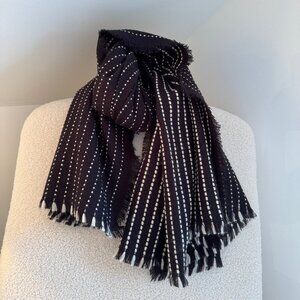 Love & Lore Black and White Reversible Patterned Scarf